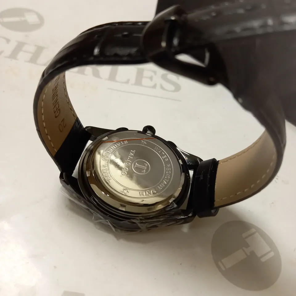 TALIS CO DATE DIAL BLACK CROC LEATHER STRAP WRISTWATCH RRP £550