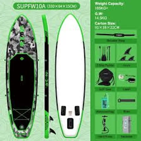 BOXED FUNWATE SUPFW10B INFLATABLE SUP BOARD ACCESSORIES MAY BE MISSING