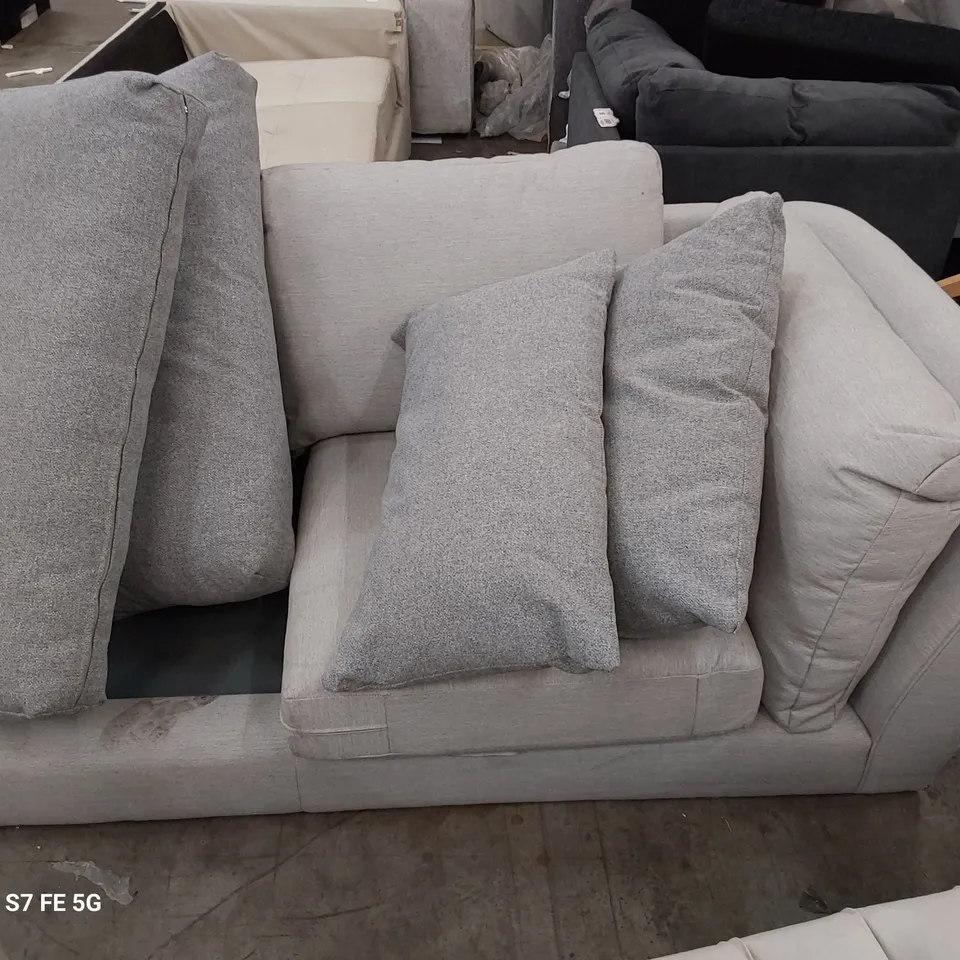 TWO SEATER SECTION GREY FABRIC & GREY FABRIC CUSHIONS NOT MATCHING 