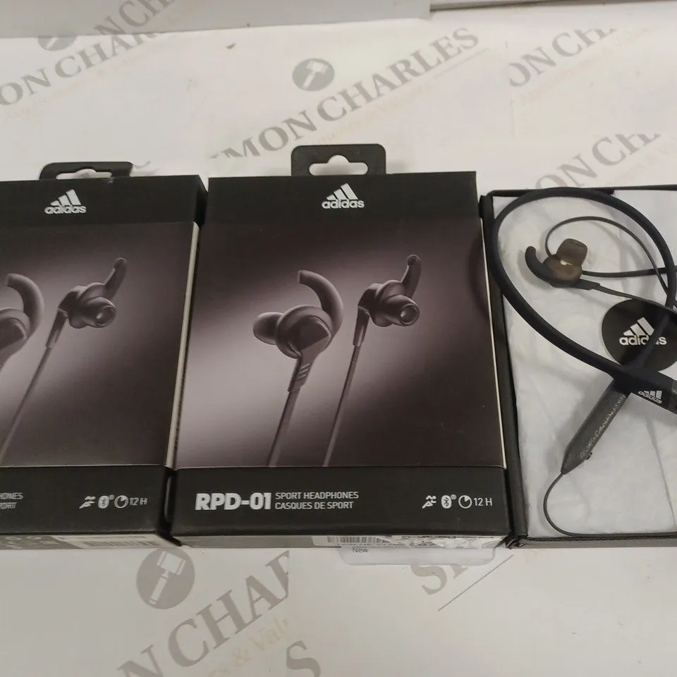 LOT OF 3 BOXED PAIRS OF ADIDAS RPD-01 SPORTS HEADPHONES