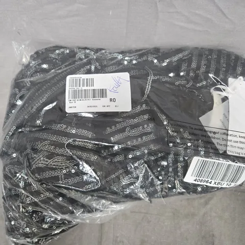 BAGGED DANNII MINOGUE DROP SEQUIN BLAZER PETITE IN GUNMETAL SIZE 10