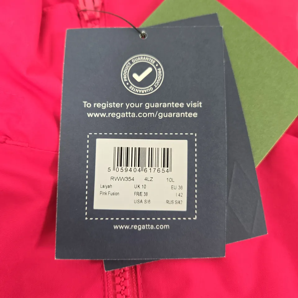 REGATTA GREAT OUTDOORS WATERPROOF JACKET – WOMEN'S PINK, UK SIZE 10