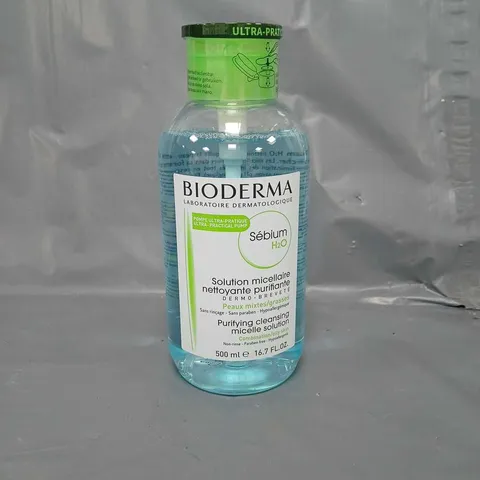 BOX OF 12 BIODERMA SEBIUM H20 REVERSE PUMP PURIFYING CLEANSING MICELLE SOLUTION 500ML - COLLECTION ONLY