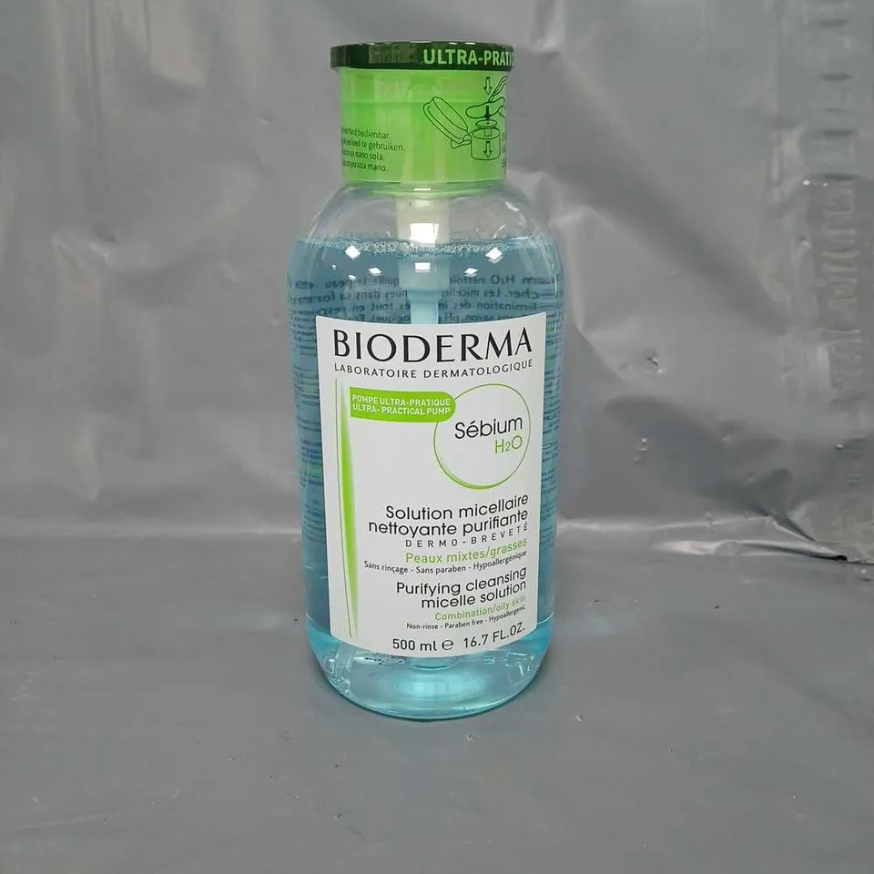 BOX OF 12 BIODERMA SEBIUM H20 REVERSE PUMP PURIFYING CLEANSING MICELLE SOLUTION 500ML - COLLECTION ONLY