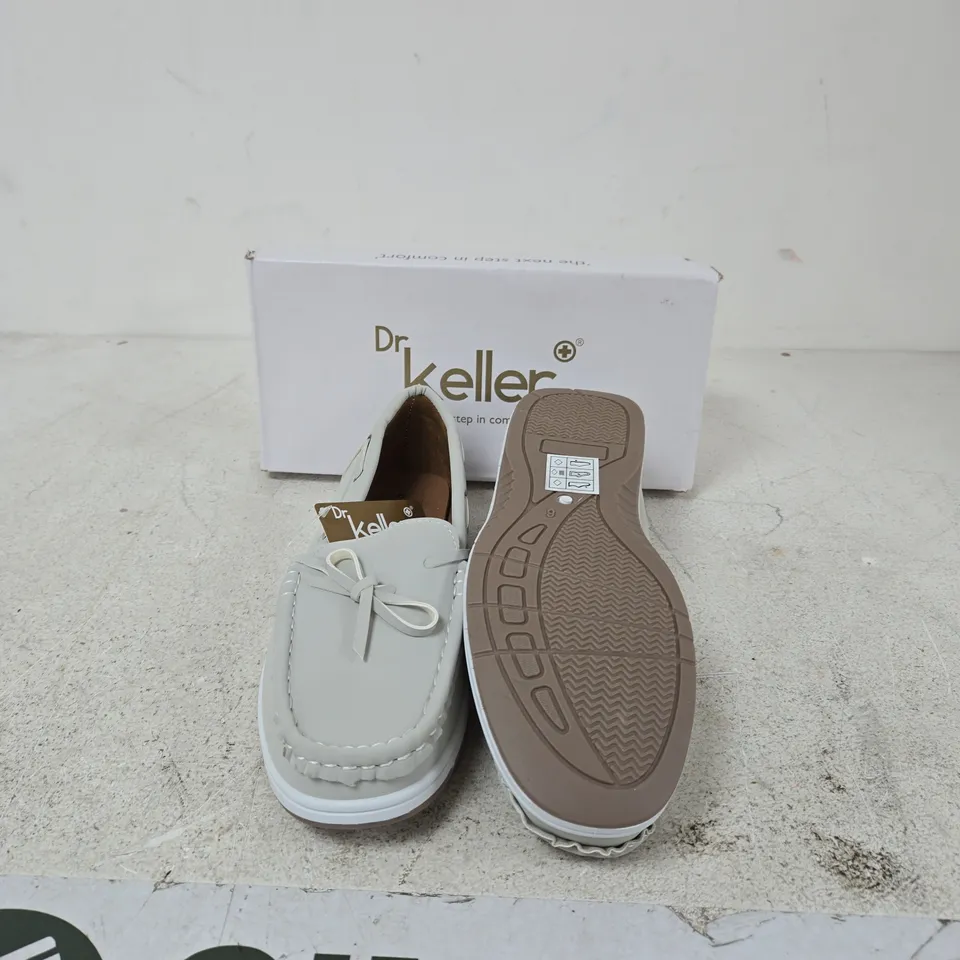 DR KELLER MEN'S GREY LEATHER LOAFERS – MOCCASIN STYLE SIZE 6