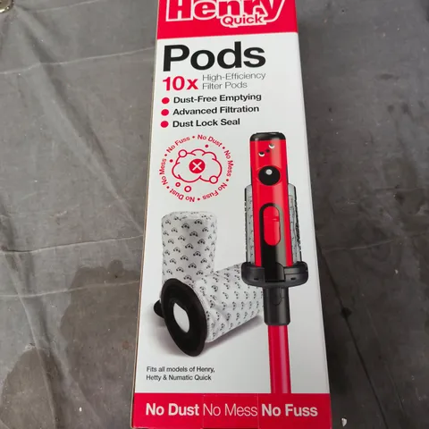 HENRY QUICK PODS – 10X HIGH-EFFICIENCY FILTER PODS FOR HENRY/HETTY/NUMATIC QUICK VACUUM CLEANERS