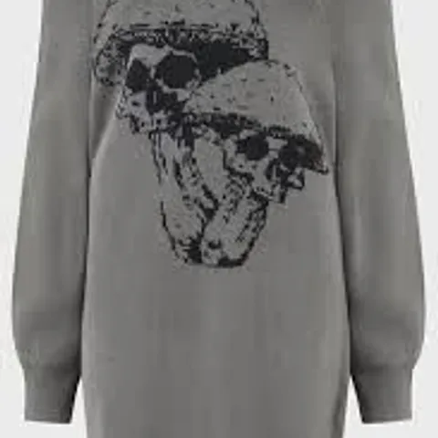 BRAND NEW KILLSTAR SKULLCAP SWEATER DRESS IN GREY / BLACK - SIZE M