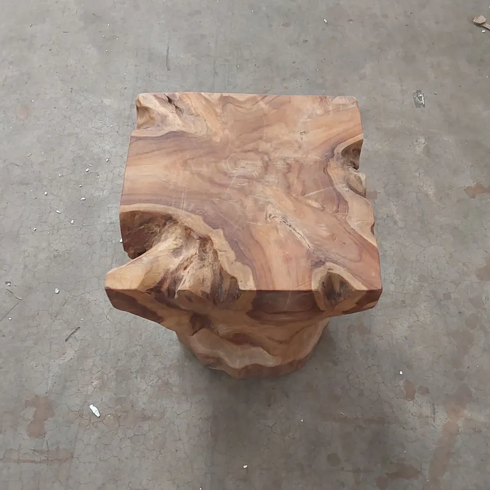 TEAK ROOT DRIFTWOOD TWIST LAMP TABLE AND STOOL