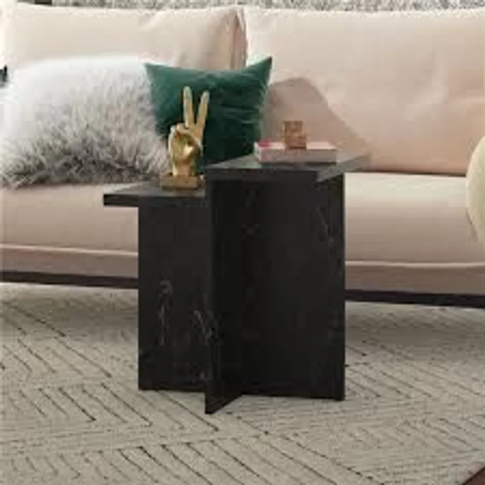 BOXED COSMOLIVING BY COSMOPOLITAN BRIELLE BLACK FAUX MARBLE ACCENT TABLE