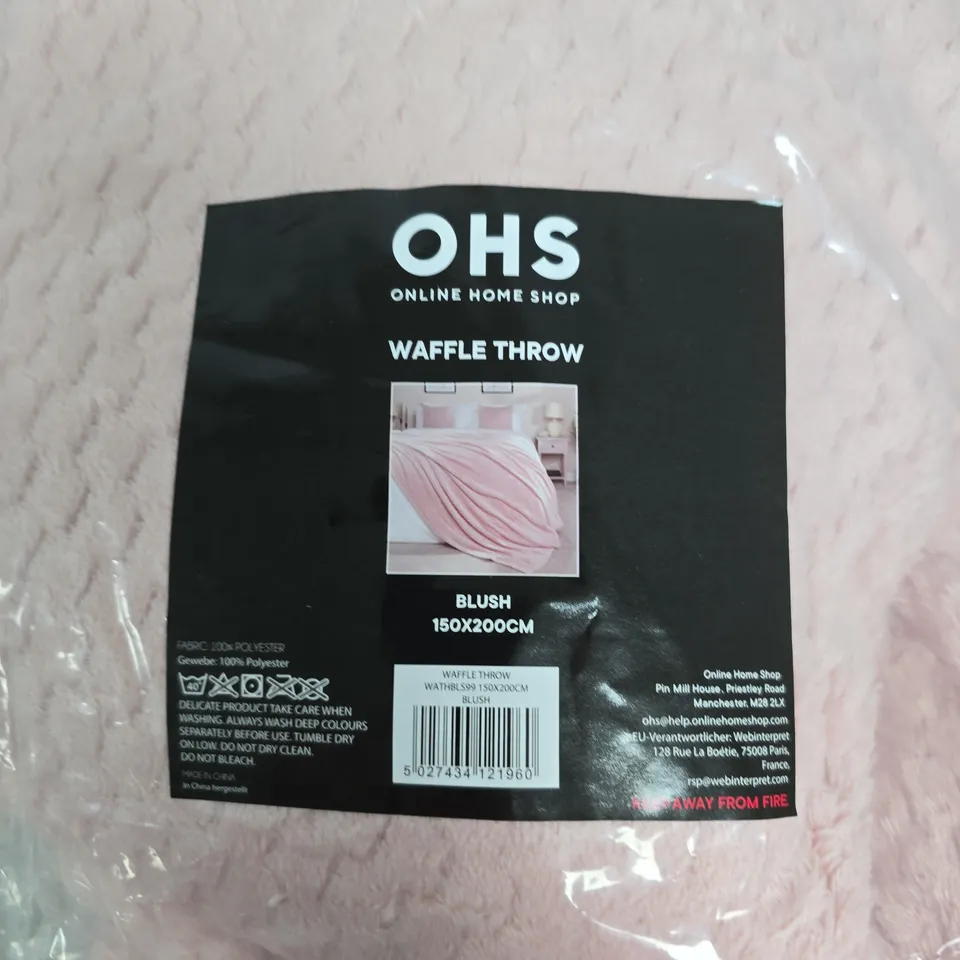 OHS WAFFLE THROW – BLUSH, 150X200CM