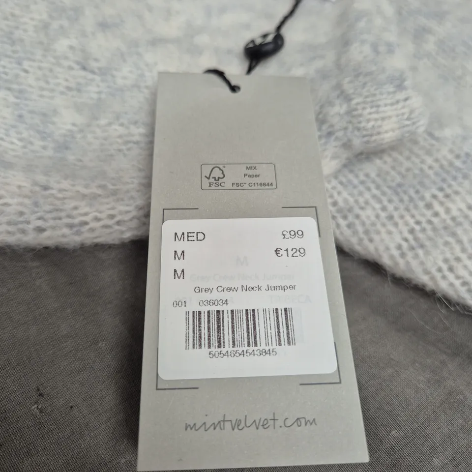 MINT VELVET GREY CREW NECK JUMPER - SIZE M