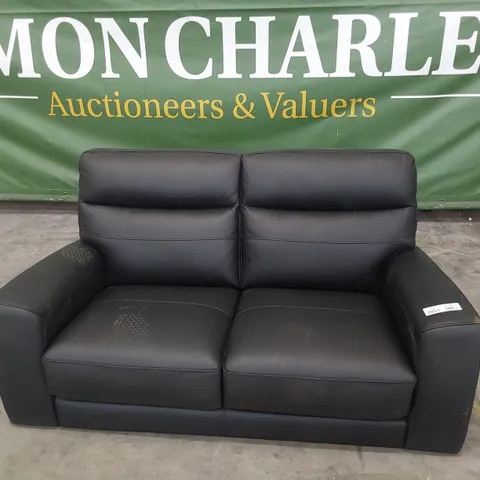 DESIGNER TWO SEATER SOFA BLACK LEATHER