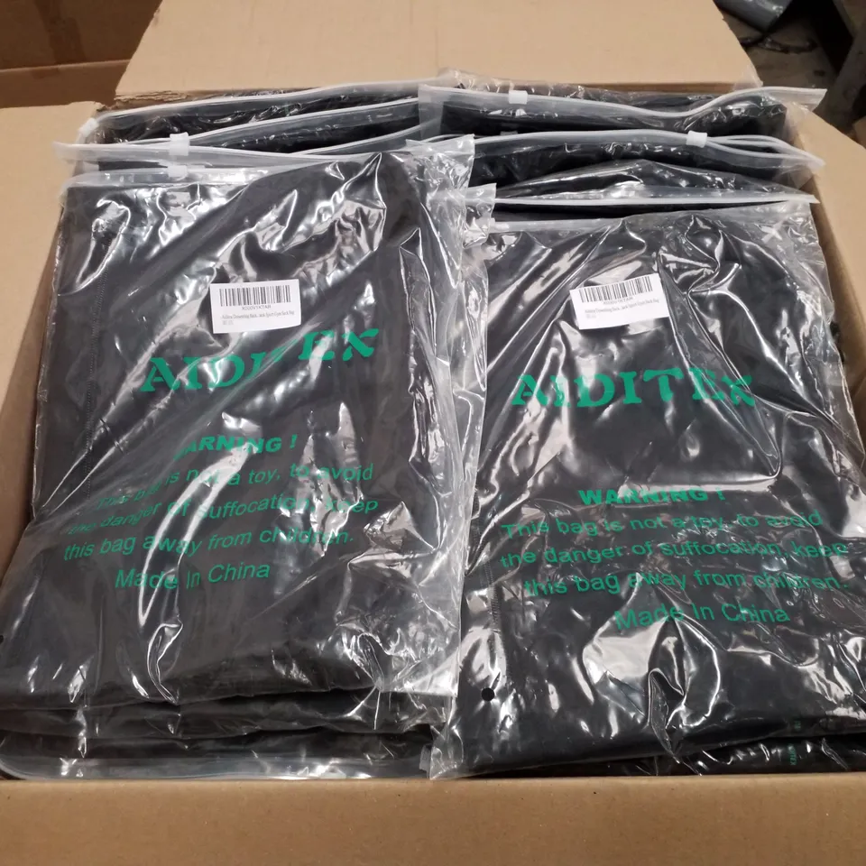 BOX CONTAINING APPROXIMATELY 70 AIDITEX DRAW STRING SACK BAGS 