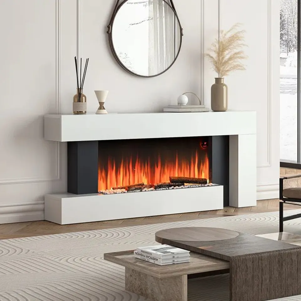 BOXED KLINGBEIL 132cm W FREESTANDING ELECTRIC FIREPLACE MANTEL (1 BOX)