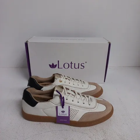 LOTUS LEATHER TRAINERS – ECRU/WHITE, UK 5.5 (EU 38) – BOXED