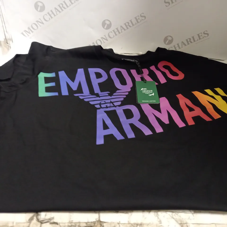 EMPORIO ARMANI BLACK T-SHIRT - SWIMWEAR SIZE XL  