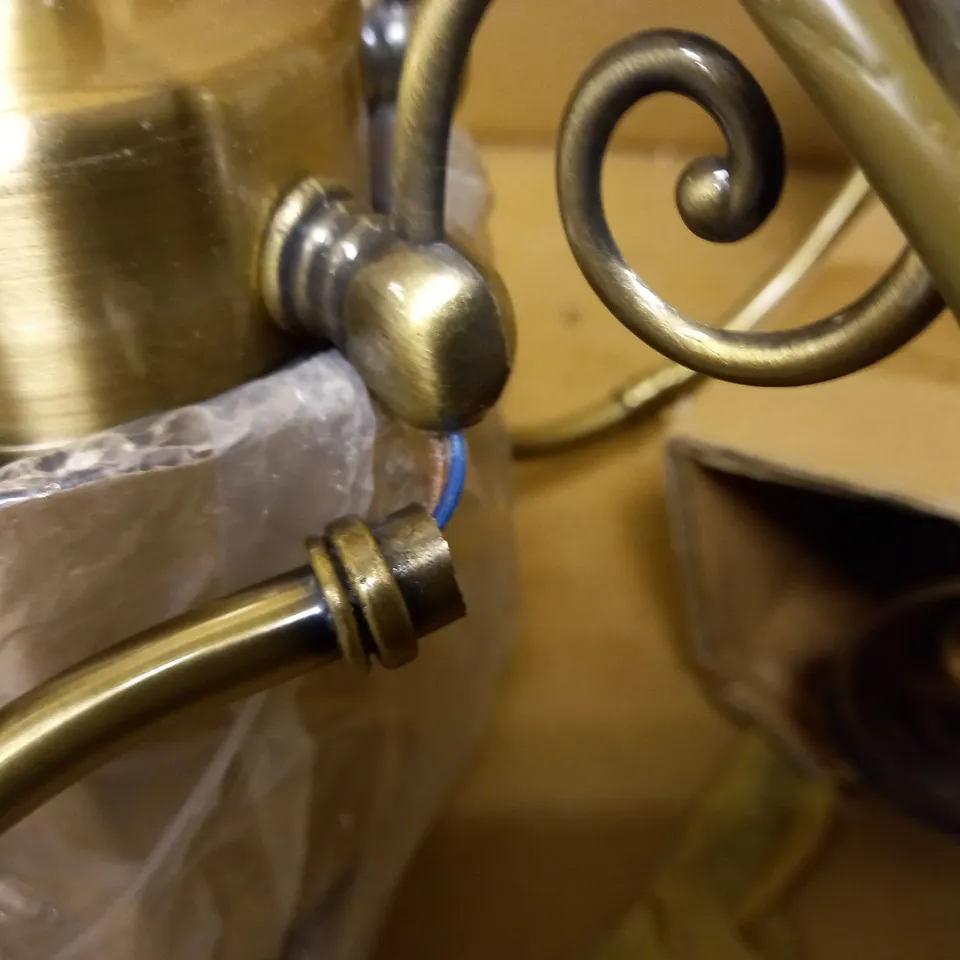 5 LIGHT ANTIQUE BRASS TWIST CHANDELIER LIGHT FITTING