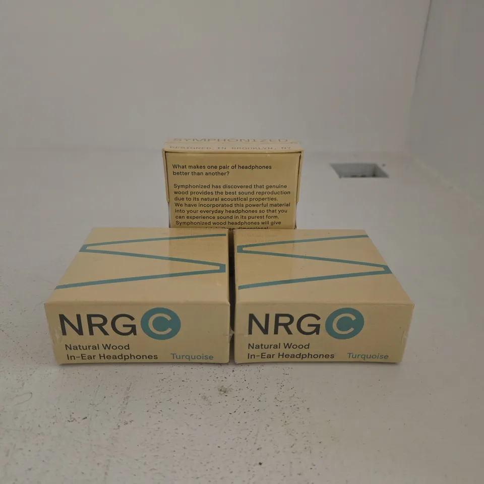 SET OF 3 NRG NATURAL WOOD IN EAR HEADPHONES 
