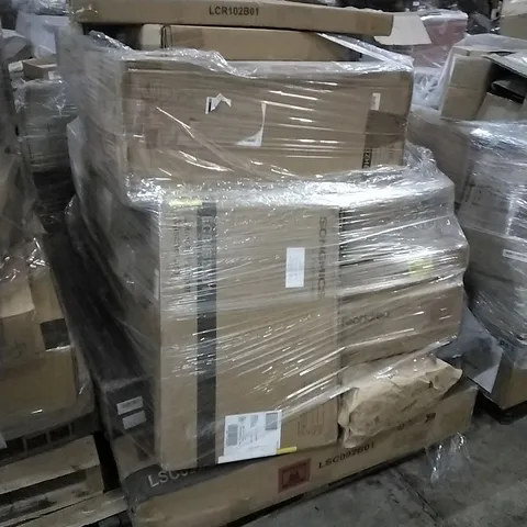 PALLET OF HOUSEHOLD ITEMS TO INCLUDE COAT RACK,LAUNDRY HAMPER, MAKE UP CASE, COFFEE TABLE AND OTHER ASSORTED ITEMS...