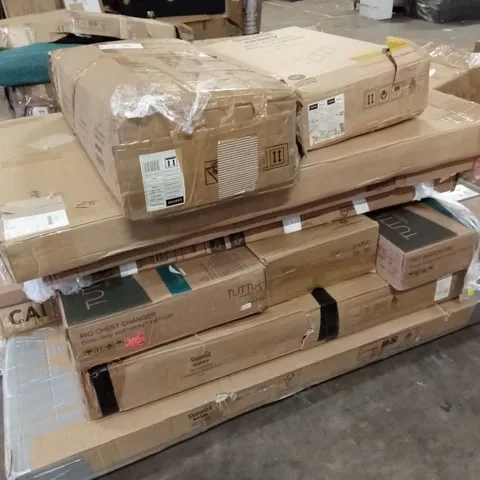 PALLET OF ASSORTED INCOMPLETE FURNITURE PARTS AND PIECES