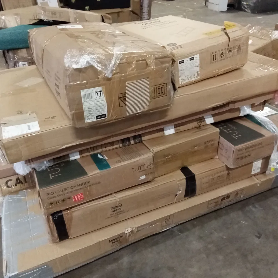 PALLET OF ASSORTED INCOMPLETE FURNITURE PARTS AND PIECES