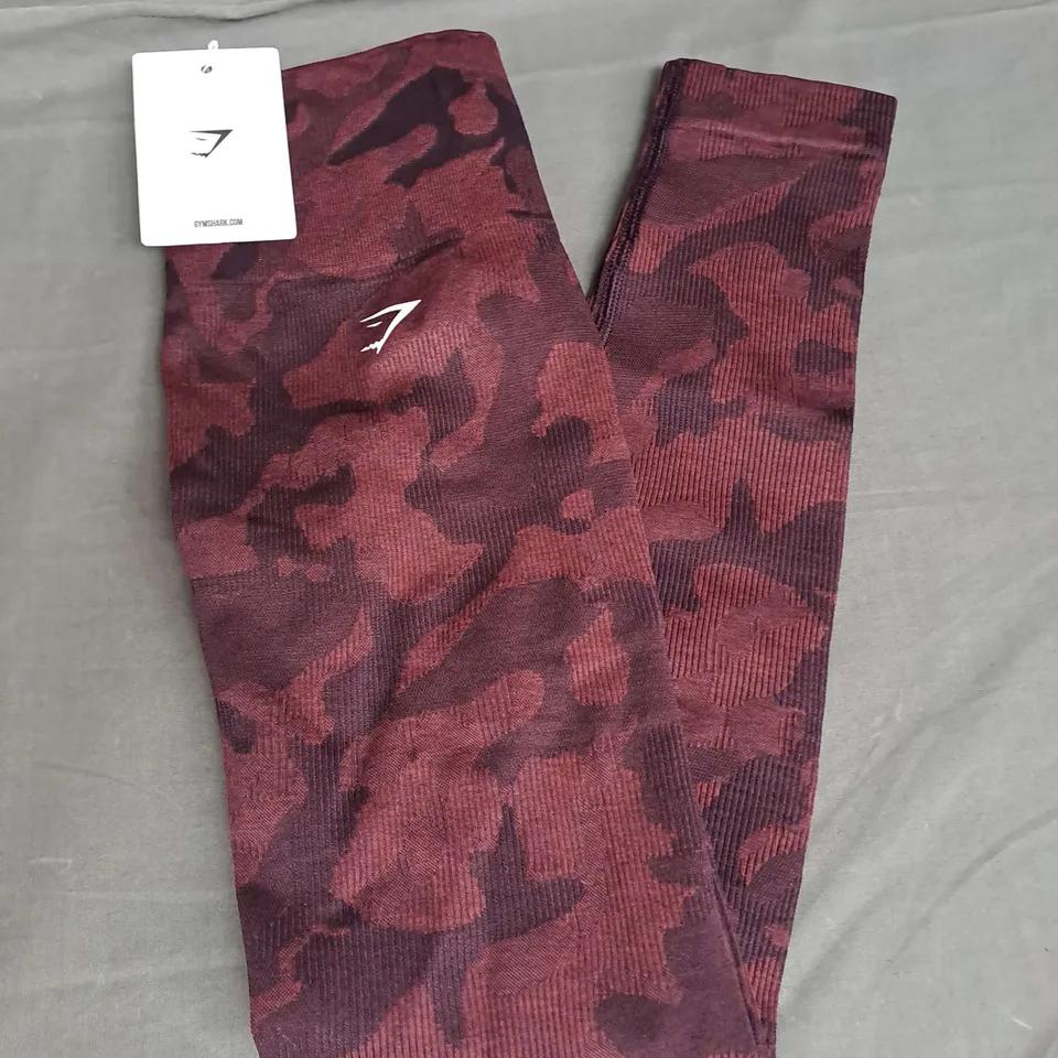 GYMSHARK ADAPT CAMO SEAMLESS LEGGINGS IN BROWN SIZE XXS