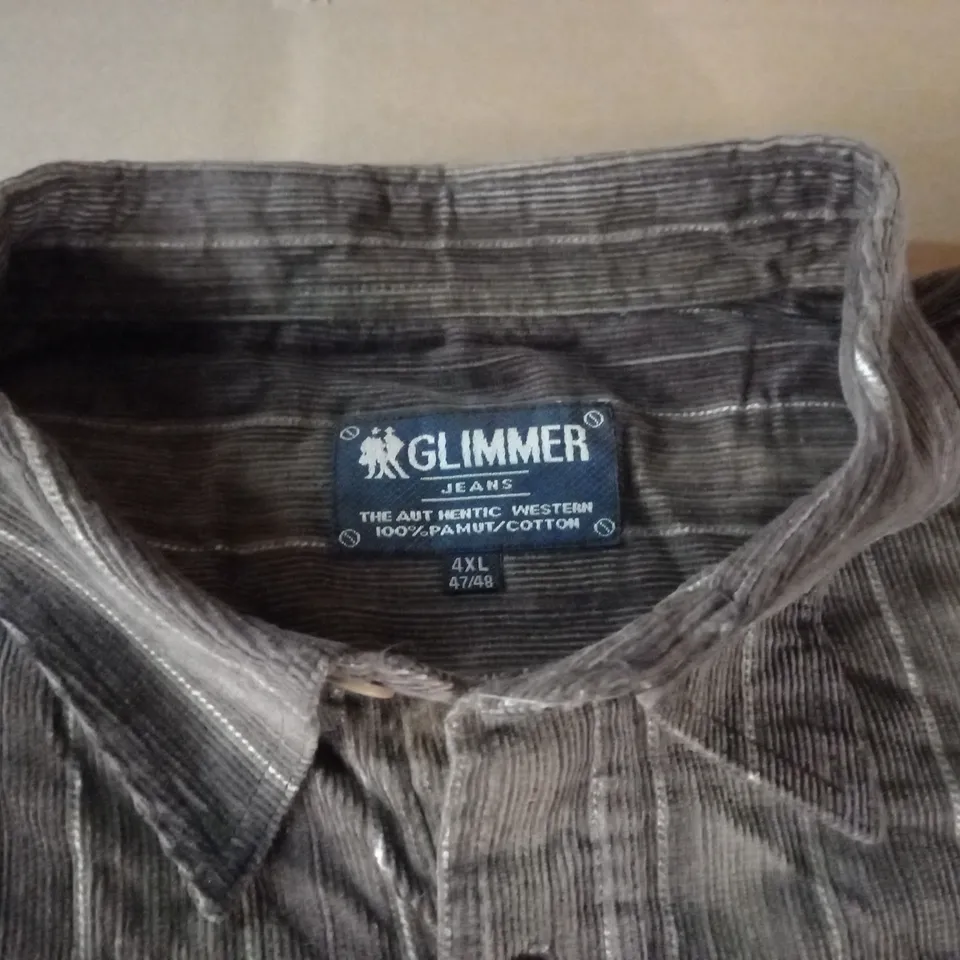 GLIMMER JEANS BROWN STRIPED PATTERN SHIRT - 4XL