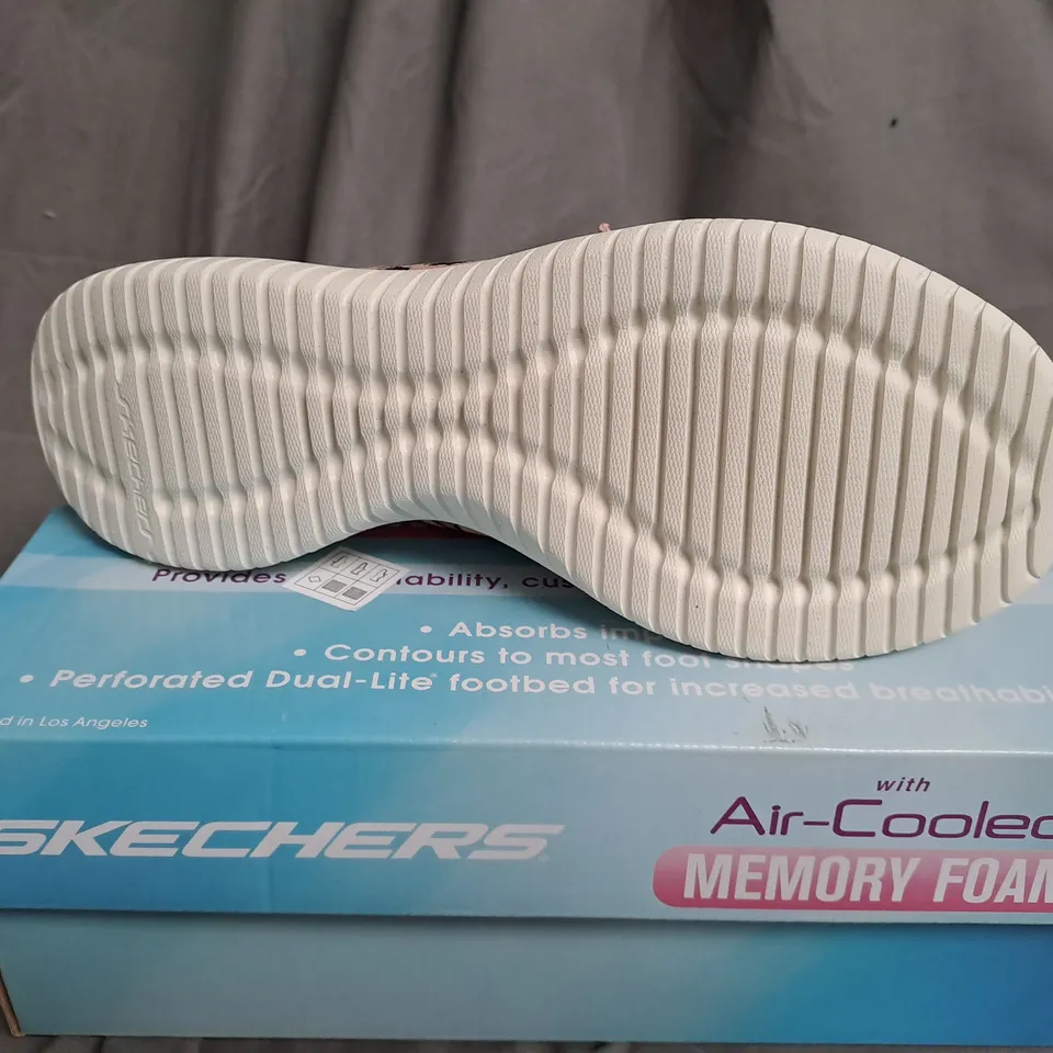 BOXED PAIR OF SKECHERS ANIMAL PRINT AIR COOLD TRAINERS - SIZE 6