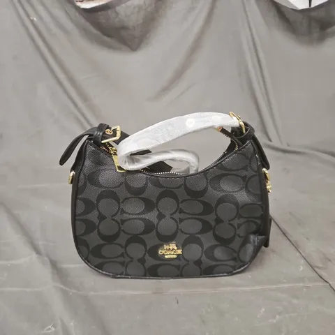 COACH SIGNATURE MONOGRAM SHOULDER BAG – BLACK/GRAY WITH GOLD HARDWARE