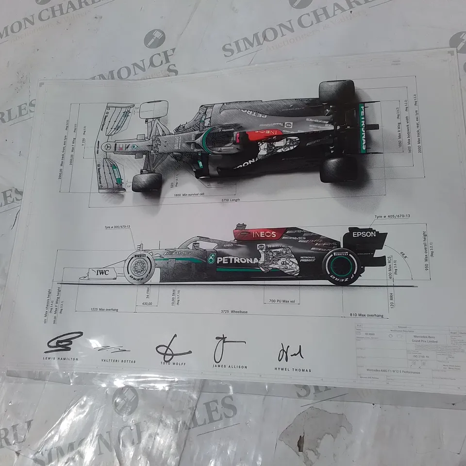 SIGNED MERCEDES F1 LIVERY SCHEMATIC 