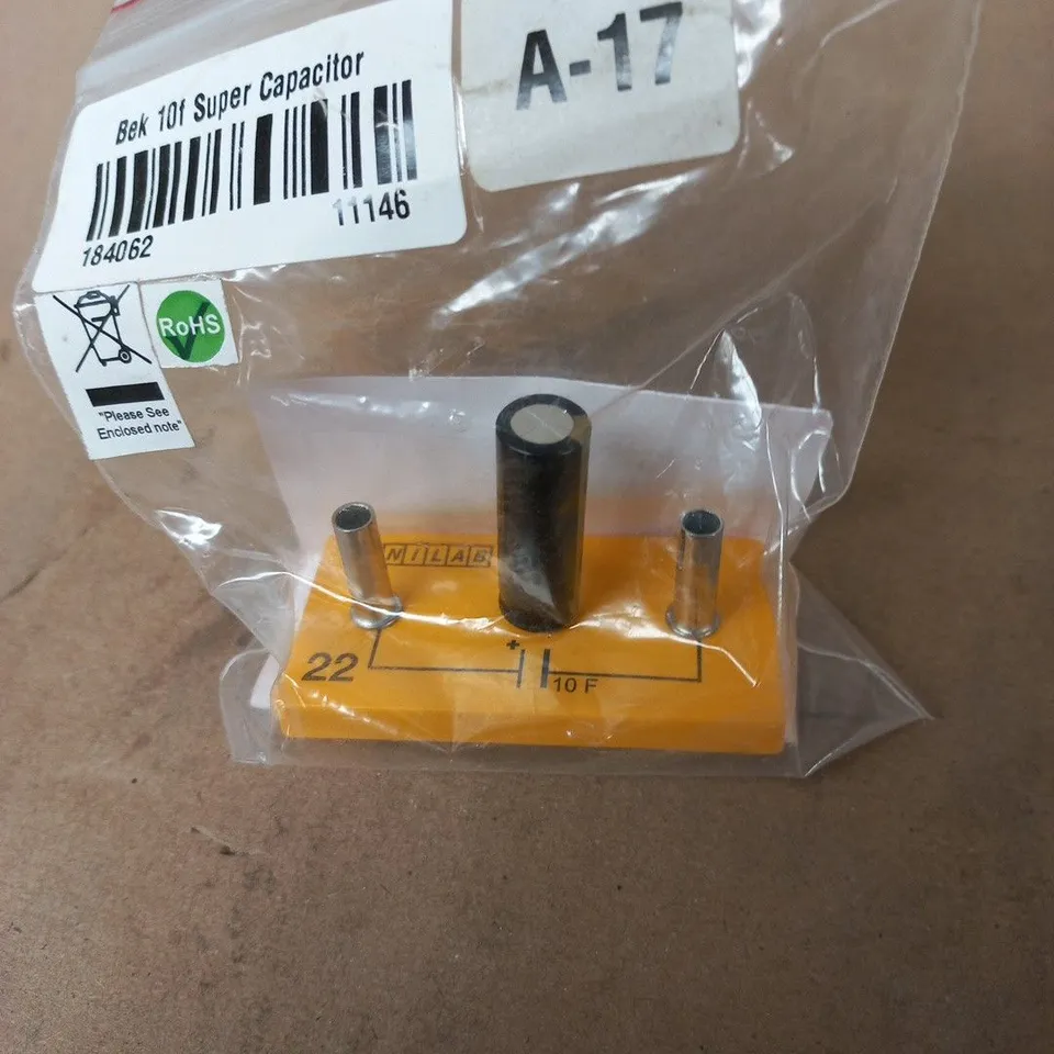 BOX OF APPROXIMATELY 100 BEK 10F SUPERCAPACITORS