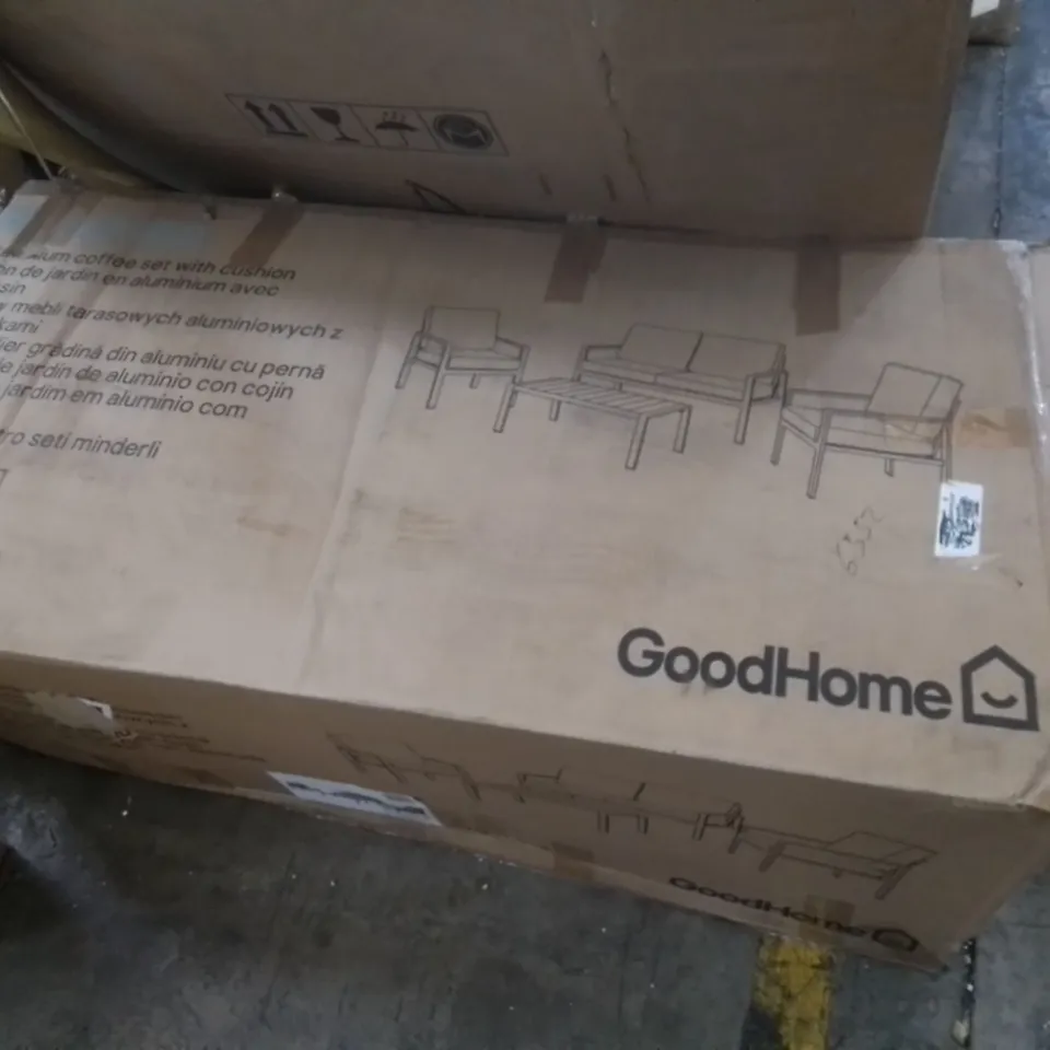 BOXED GOODHOME MOOREA ALUMINIUM COFFEE SET WITH CUSHIONS (1 BOX)