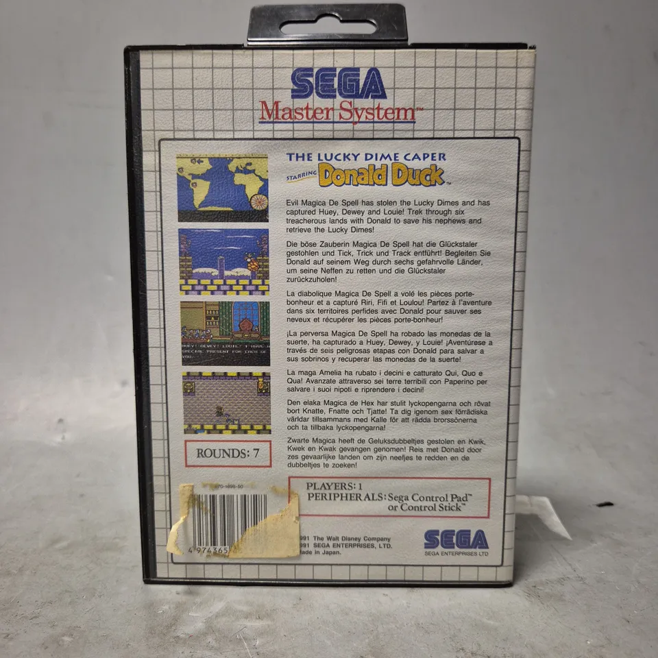 THE LUCKY DIME CAPER STARRING DONALD DUCK SEGA MASTER SYSTEM
