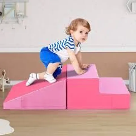 BOXED 2-PIECE STEP AND SLIDE CLIMBER FOR INFANTS AND TODDLERS - PINK