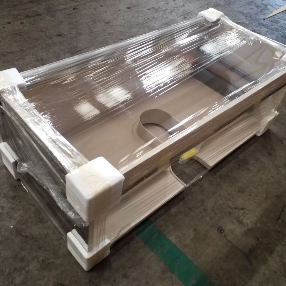BOXED AS NEW CALYPSO ONETA SINGLE DRAWER WH VANITY UNIT IN APPLEWOOD - 1180X380X600MM