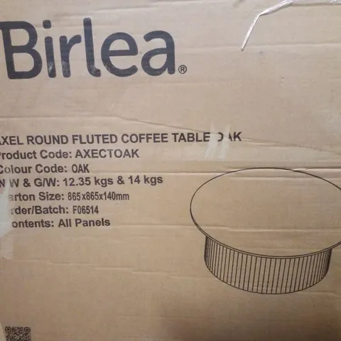 BOXED BIRLEA AXEL ROUND FLUTED COFFEE TABLE - OAK 