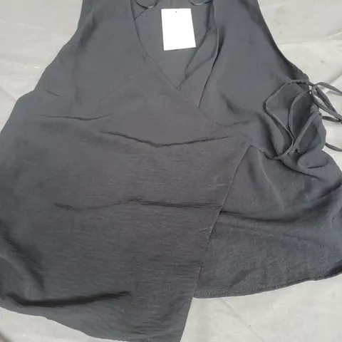 ZARA WRAP SIDE TIE TOP, BLACK - UK SIZE M