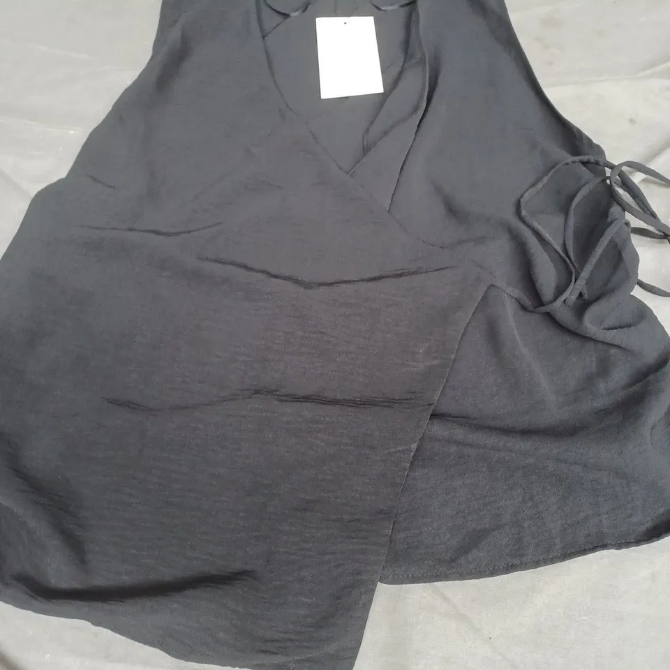 ZARA WRAP SIDE TIE TOP, BLACK - UK SIZE M