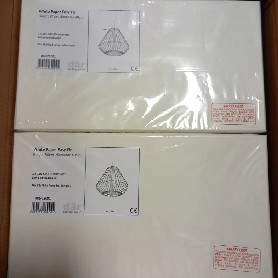 2 X BRAND NEW BOXED DAR LIGHTING WHITE PAPER EASY FIT SHADE 