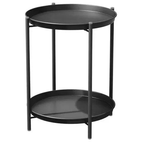 BOXED GRAND PATIO STEEL PATIO SIDE TABLE 2-TIER WEATHER RESISTANT OUTDOOR ROUND END TABLE
