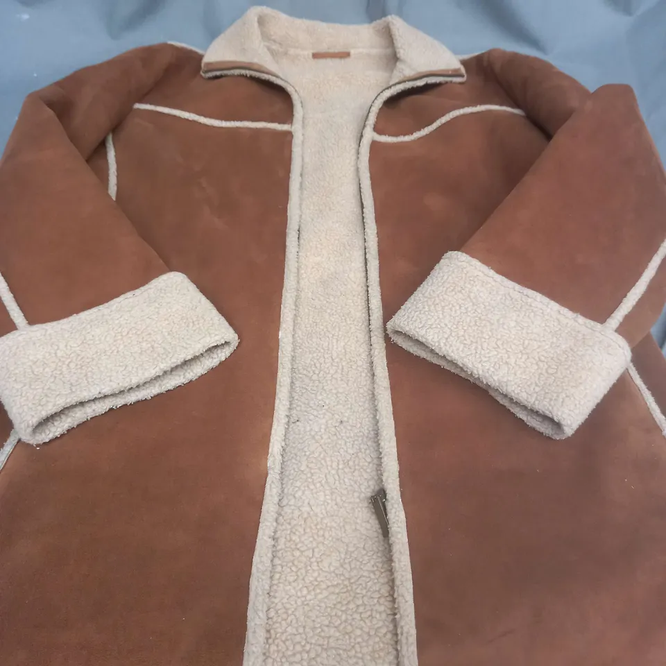 NEXT BROWN LONG JACKET - UK 10