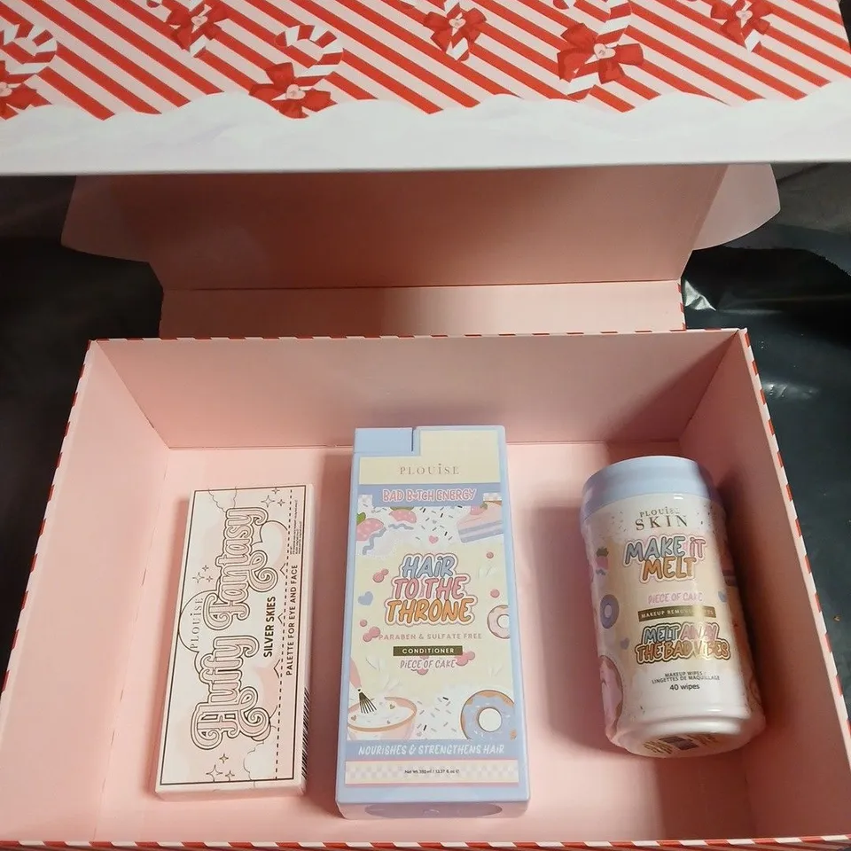 P LOUISE BEAUTY GIFT SET – EYE & FACE PALETTE, HAIR TO THE THRONE CONDITIONER & MAKE IT MELT MAKEUP REMOVER WIPES