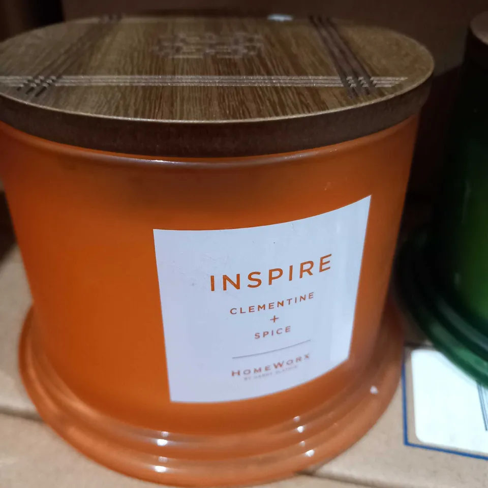 BRAND NEW BOXED HOME WORX BY HARRY SLATKIN SET OF 3 CANDLES TO INCLUDE; INSPIRE, SERENE AD CLARITY