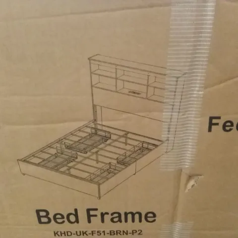 BOXED BED FRAME - BROWN // SIZE UNSPECIFIED (2 BOXES)