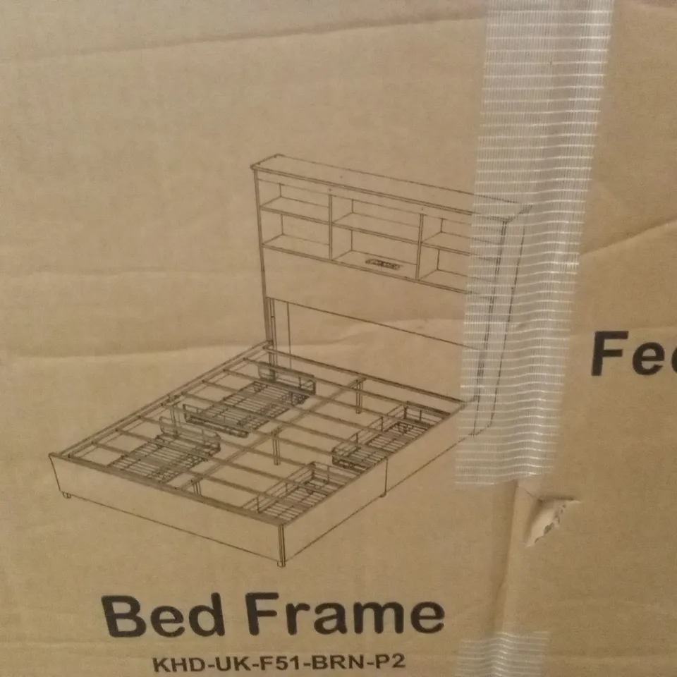 BOXED BED FRAME - BROWN // SIZE UNSPECIFIED (2 BOXES)