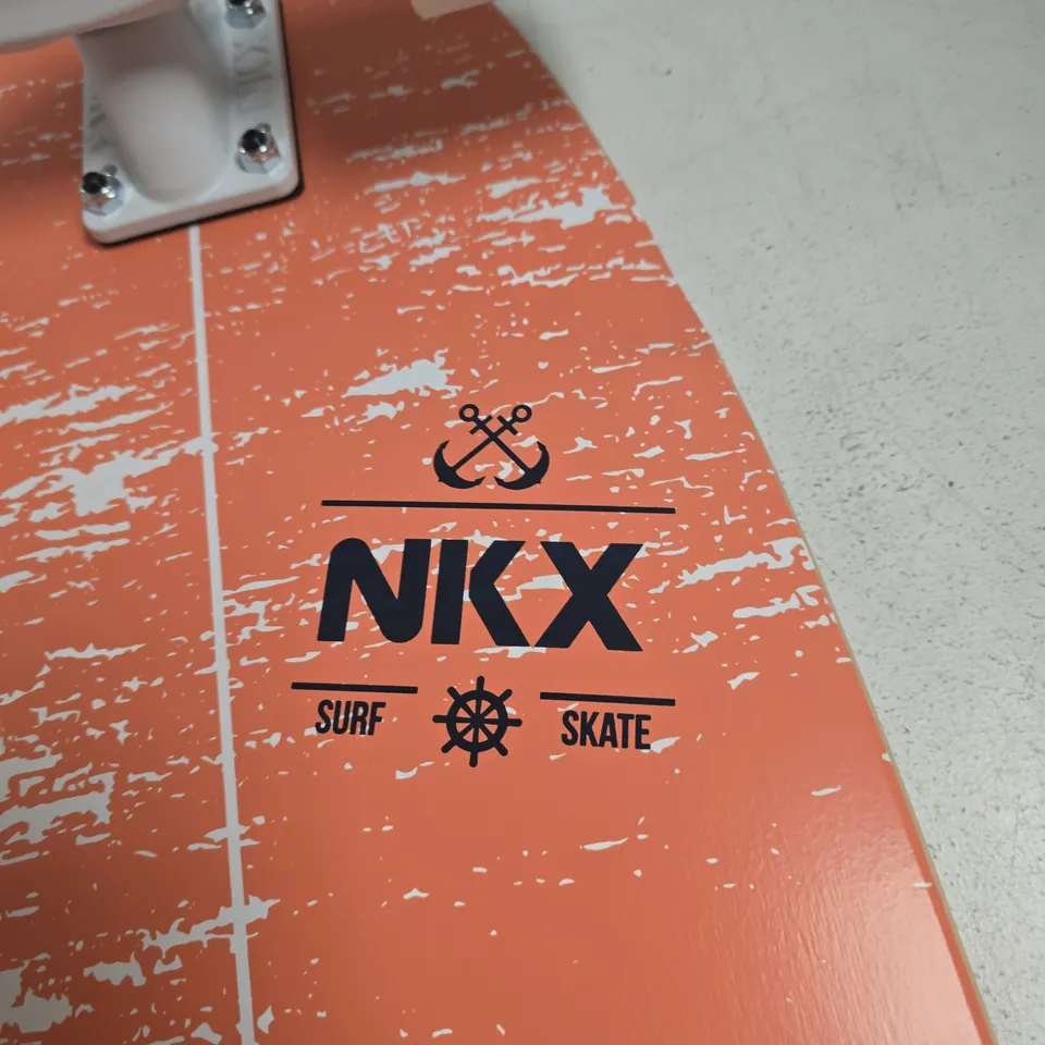 NIX SURF SKATE LONGBOARD – ORANGE DECK, WHITE TRUCKS & WHEELS