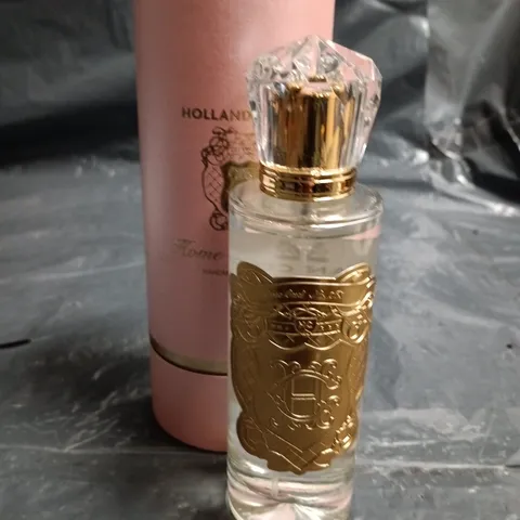 HOLLAND COOPER HOME FRAGRANCE BOTTLE WITH ORNATE GOLD CREST LABEL AND FACETED CRYSTAL CAP β 100ML