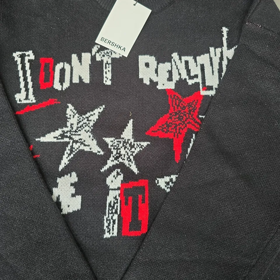 BERSHKA LONG SLEEVE JUMPER IN BLACK SIZE MEDIUM