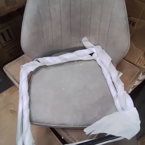 BOXED PAIR OF TAUPE FABRIC DINING CHAIRS