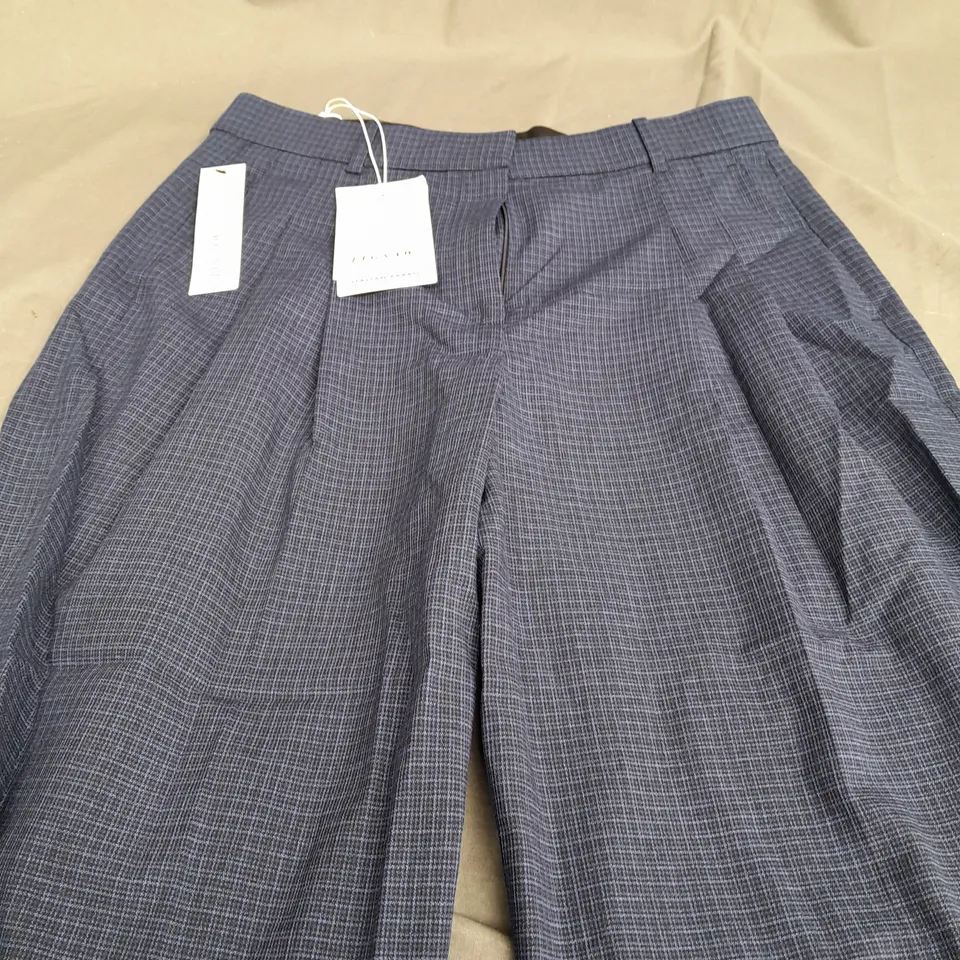 JIGSAW PLEATED CROP TURN UP TROUSERS IN NAVY - UK 10